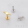 FLYING BAR ENGRAVED WINGS STUD THREADLESS (PUSH IN) 316L SURGICAL STEEL LABRET SET FLYING BAR ENGRAVED WINGS STUD THREADLESS (PUSH IN) 316L SURGICAL STEEL LABRET SET